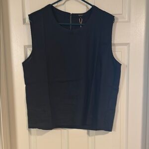 Black Linen Boxy Sleeveless Tank Top